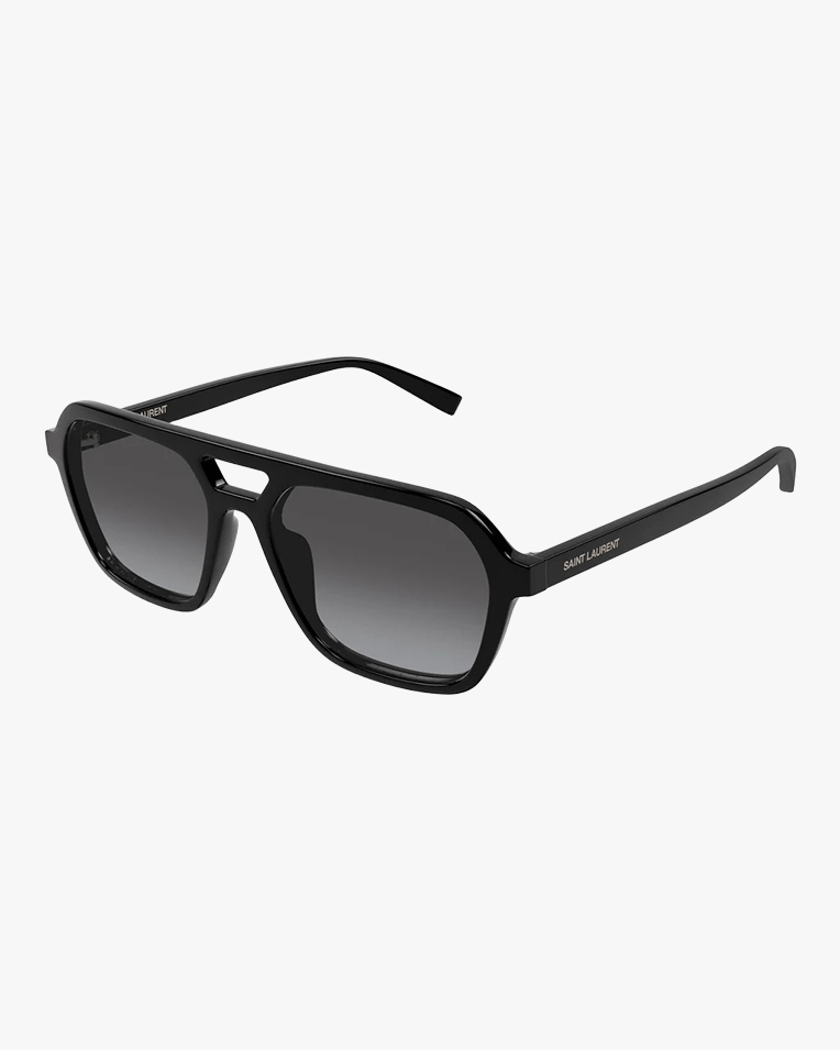 Солнцезащитные очки авиаторы Saint Laurent в черной оправе с серой линзой SL905 001