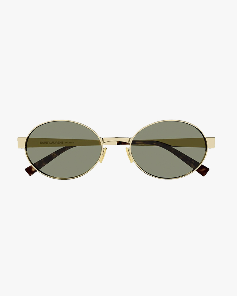 Солнцезащитные очки овальные Saint Laurent в золотой оправе SMU SL 692 003