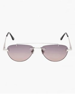 Солнцезащитные очки авиаторы Tom Ford Astor-02 серая линза градиент без оправы TF1356 16B 