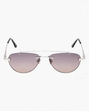 Солнцезащитные очки авиаторы Tom Ford Astor-02 серая линза градиент без оправы TF1356 16B 