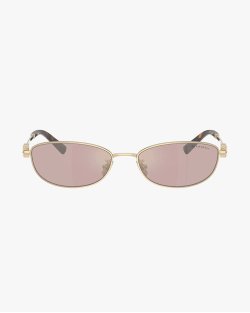 Солнцезащитные очки овальные Tiffany в золотой оправое с розовой линзой TF3115 6189/VS