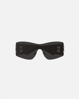 Солнцезащитные очки маска Balenciaga Injected Mask Sunglasses в безободковой оправе bb0359s-blk