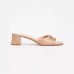 Женские мюли Twinset Leather mules with Oval T кожа коричневые  241TCP182