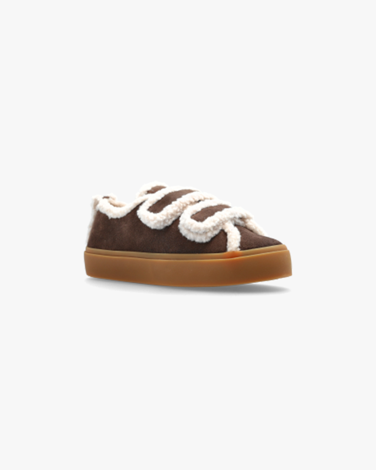 Жіночі кеди Inuikii Shearling Low Velcro замша з хутром коричневий 1001.001.0231.152-036