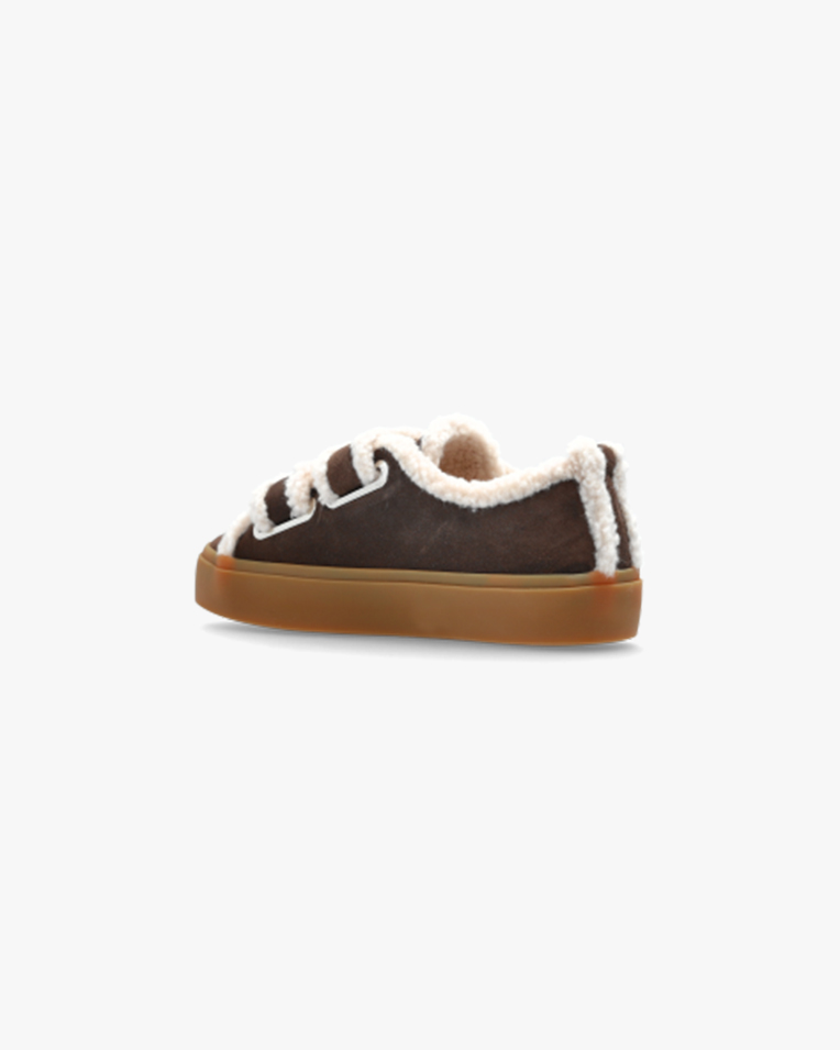 Жіночі кеди Inuikii Shearling Low Velcro замша з хутром коричневий 1001.001.0231.152-036