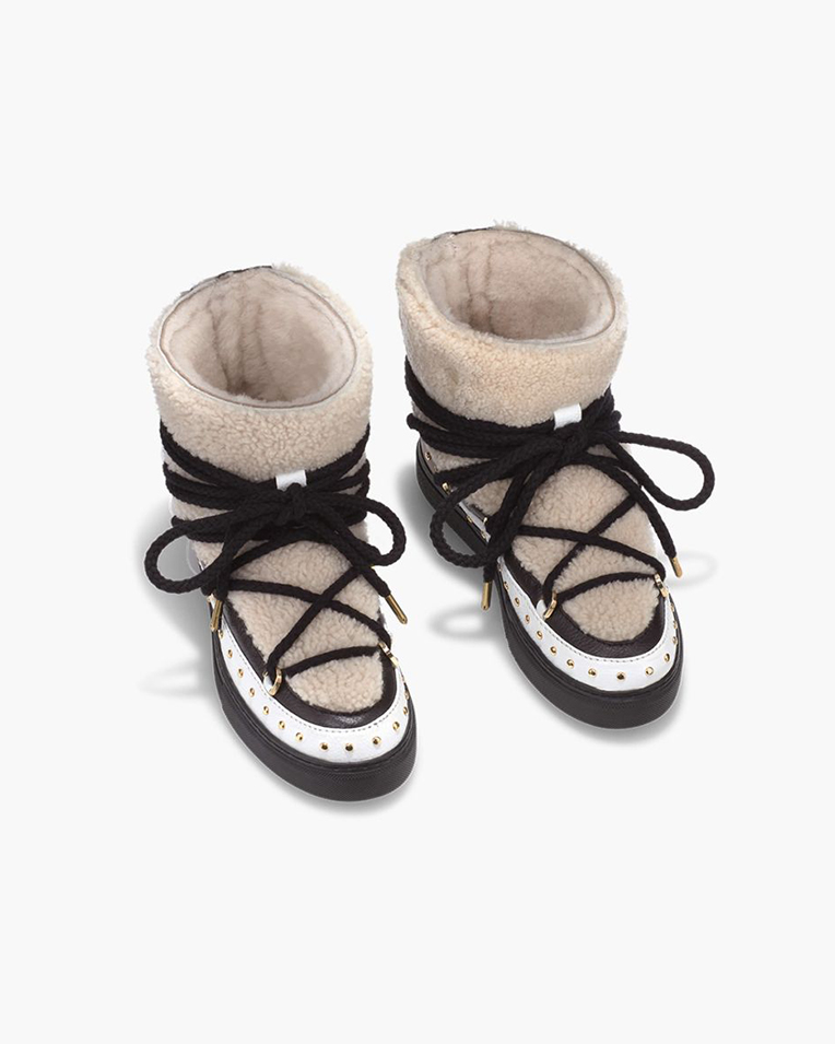 Женские ботинки снегоходы Inuikii Curly Rock Sneaker кожаные с вставками разноцветные 1001.003.0071.111-039