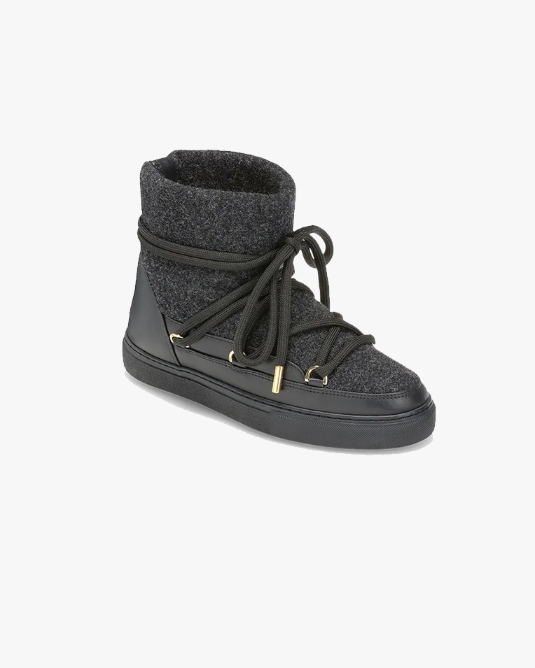Женские ботинки снегоходы Inuikii Felt Sneaker фетровые с кожаными вставками черный 1001.003.0321.000-037