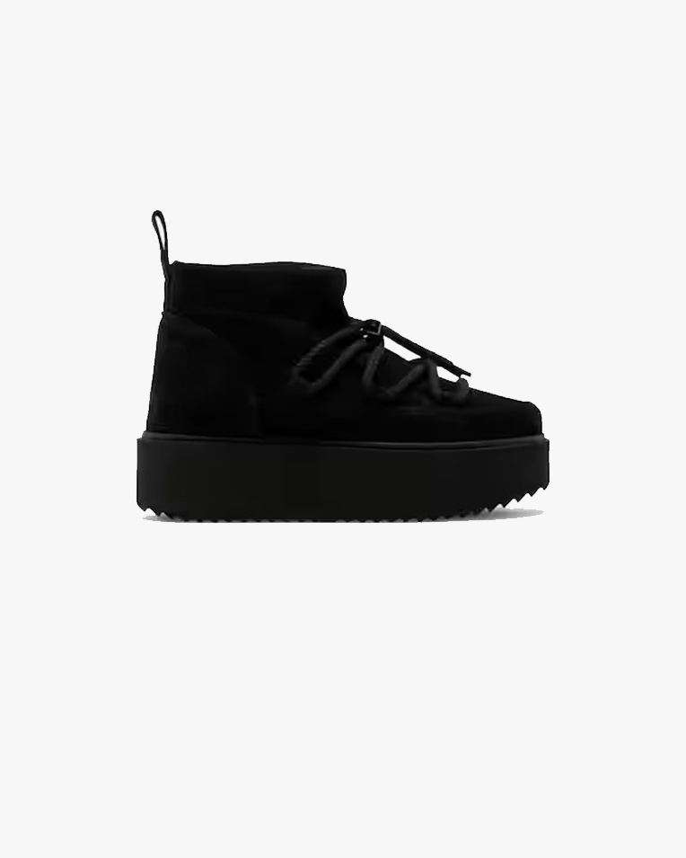Женские ботинки снегоходы Inuikii Classic Low Platform замша черный 1001.006.0012.000-037