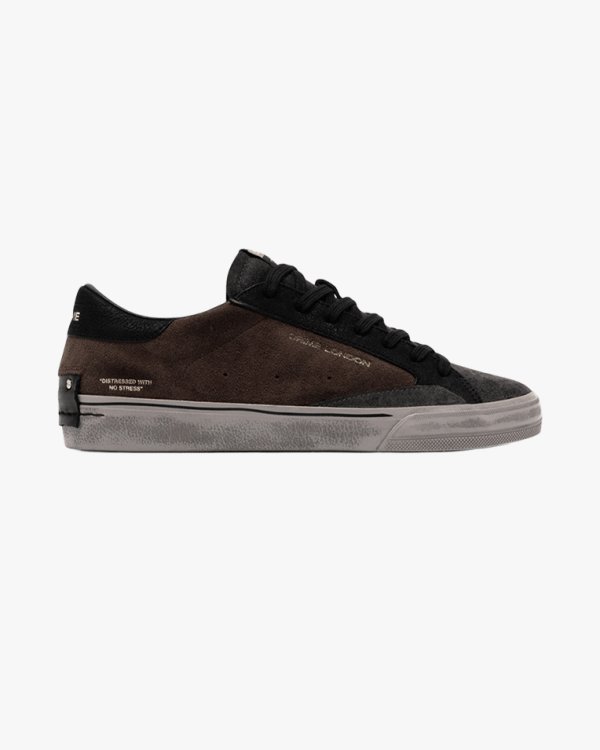 Мужские кеды Crime London Distressed 2.0 комбинированная кожа тёмно-коричневые 10052AA9.60