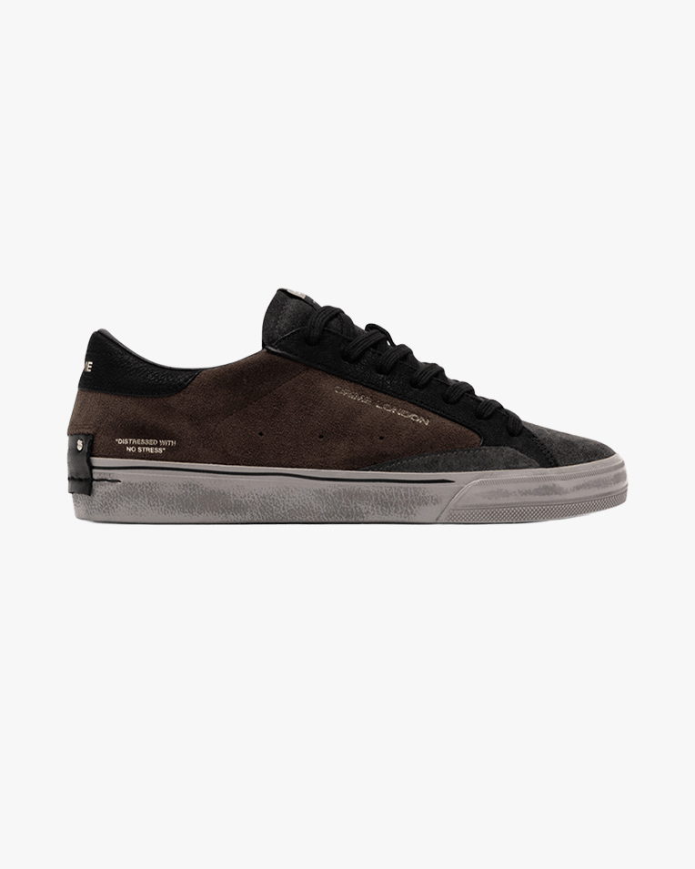 Мужские кеды Crime London Distressed 2.0 комбинированная кожа тёмно-коричневые 10052AA9.60