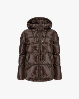 Жіноча утеплена куртка Pinko Eleodoro з глянсовою фактурою коричневий 101597A2P7M22