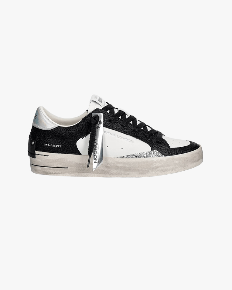Женские кеды Crime London SK8 Deluxe кожа комбинированная белая с черным 22100WA9.20A