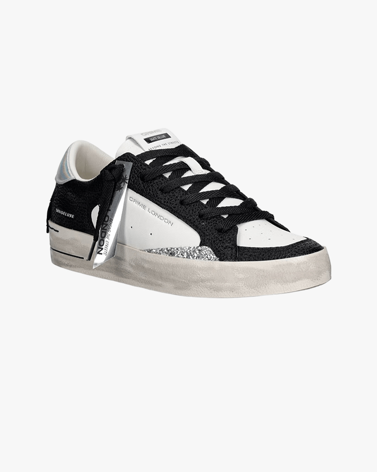 Женские кеды Crime London SK8 Deluxe кожа комбинированная белая с черным 22100WA9.20A