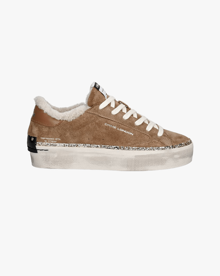Женские кеды Crime London Distressed Platform замша бежевая утепленные 23053AA9.60