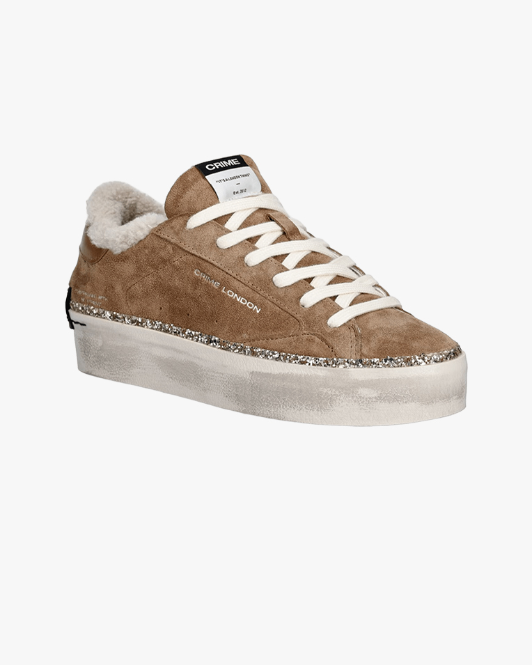 Женские кеды Crime London Distressed Platform замша бежевая утепленные 23053AA9.60