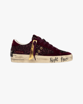 Жіночі кеди Crime London SK8 Deluxe бордові замша з бордовими блискітками 23100AA9.71