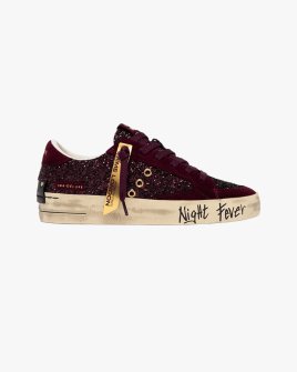 Жіночі кеди Crime London SK8 Deluxe бордові замша з бордовими блискітками 23100AA9.71
