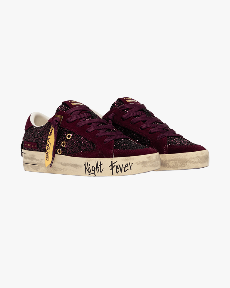 Жіночі кеди Crime London SK8 Deluxe бордові замша з бордовими блискітками 23100AA9.71