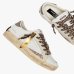 Женские кеды Crime London SK8 Deluxe кожа белые комбинированные с анималистической шнуровкой 23102AA9.10