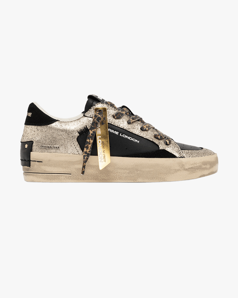 Женские кеды Crime London Deluxe Wedge кожа черные комбинированные с дополнительной шнуровкой утепленные 23153AA9.20