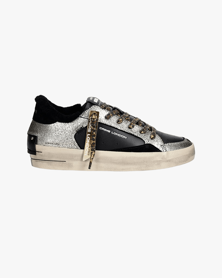 Жіночі кеди Crime London Deluxe Wedge чорні шкіра комбіновані з додатковою шнурівкою утеплені 23153AA9.20