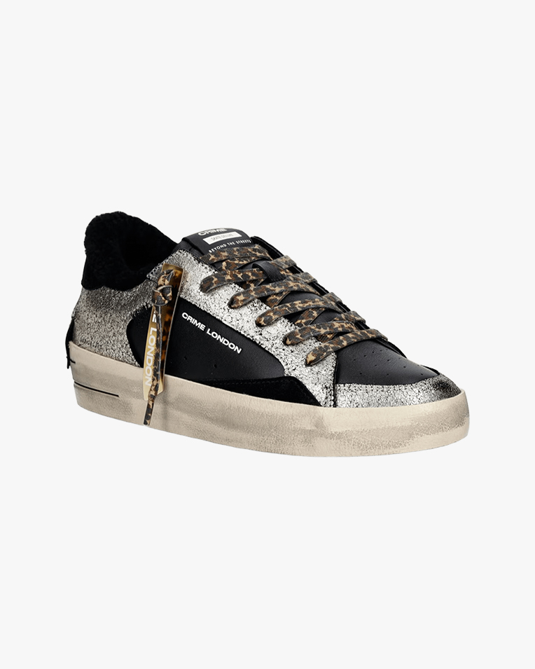 Жіночі кеди Crime London Deluxe Wedge чорні шкіра комбіновані з додатковою шнурівкою утеплені 23153AA9.20