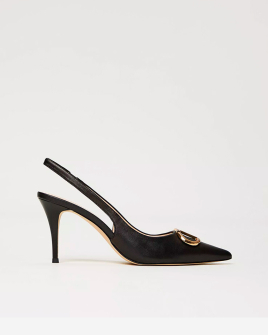 Женские туфли - слингбэки Twinset Leather sling back court shoes кожа черные 241TCP122