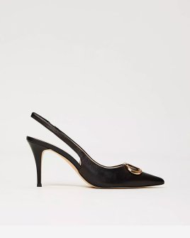 Жіночі туфлі - слінгбеки Twinset Leather sling back court shoes шкіра чорні 241TCP122