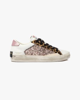 Женские кеды Crime London Distressed кожа белые с пудровой крошкой 25002AA8