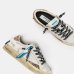 Жіночі кеди Crime London SK8 Deluxe шкіра білий із золотими блискітками та додатковою шнурівкою 25106AA8.10