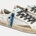 Жіночі кеди Crime London SK8 Deluxe шкіра білий із золотими блискітками та додатковою шнурівкою 25106AA8.10