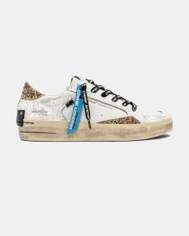 Женские кеды Crime London SK8 Deluxe кожа белый с золотыми блестками и дополнительной шнуровкой 25106AA8.10 Женские кеды Crime London SK8 Deluxe кожа белый с золотыми блестками и дополнительной шнуровкой 25106AA8.10