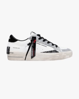 Женские кеды Crime London SK8 Deluxe кожа белые с серебряными вставками 25116II8.10