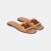 Женские шлепанцы пляжные Max Mara Gene кожа бежевый 2516521019 002