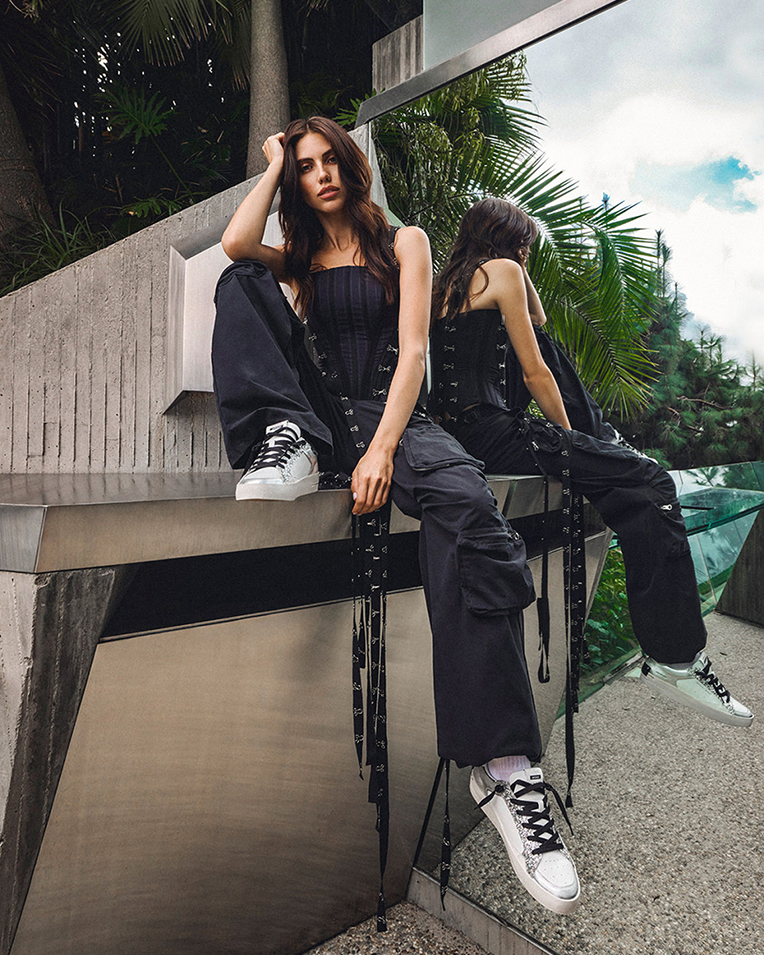 Жіночі кросівки Crime London SK8 Deluxe Silver Glam шкіра білий з сріблястими вставками 26102PP5