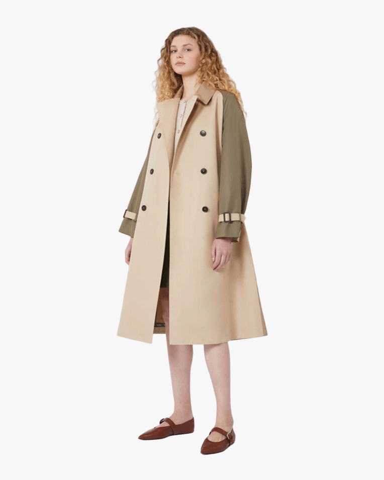 Женский тренч двусторонний Max Mara Weekend Canasta хлопок бежевый хаки 2615021021024