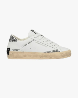 Женские кеды Crime London Distressed кожа белые с серебристыми блестками и дополнительной шнуровкой 29000PP8.10