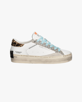 Жіночі кеди Crime London Distressed Platform шкіра білі з блакитними шнурками 29053PP8