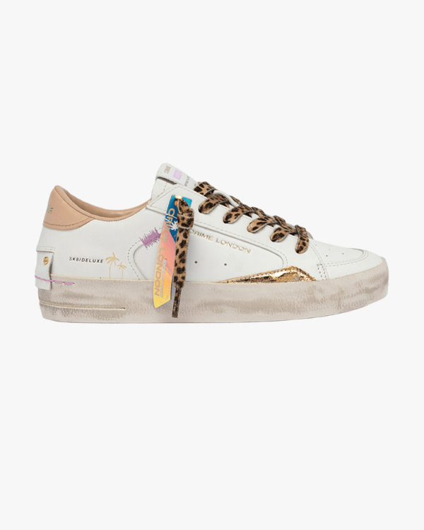 Жіночі кеди Crime London SK8 Deluxe шкіра білі комбіновані та додатковим шнурівкою 29101PP8.10