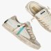 Женские кеды Crime London SK8 Deluxe кожа белые с золотыми вставками и дополнительной шнуровкой 29125EE8.10