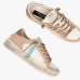 Жіночі кеди Crime London SK8 Deluxe Wedge Champagne Dust шкіра білі з бежевими вставками та додатковою шнурівкою 29154PP8.15