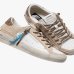 Жіночі кеди Crime London SK8 Deluxe Wedge Champagne Dust шкіра білі з бежевими вставками та додатковою шнурівкою 29154PP8.15