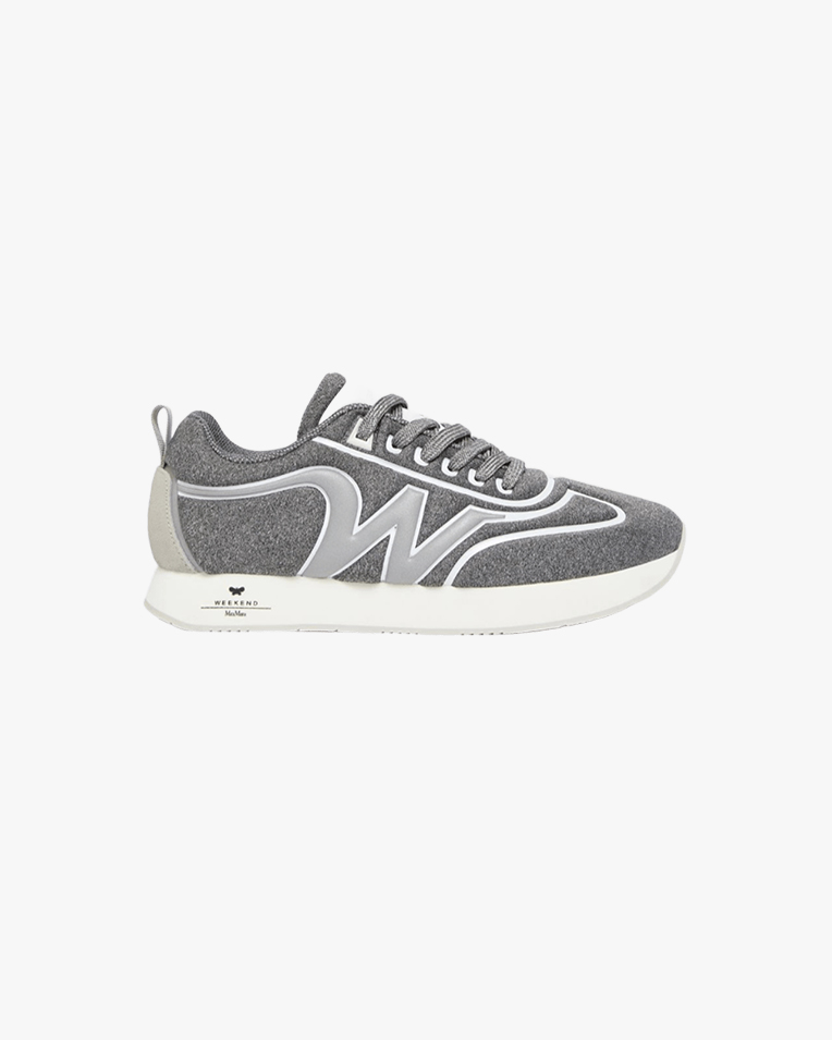 Женские кроссовки Max Mara Weekend Rarohf текстиль серый с логотипом 5766035406 004