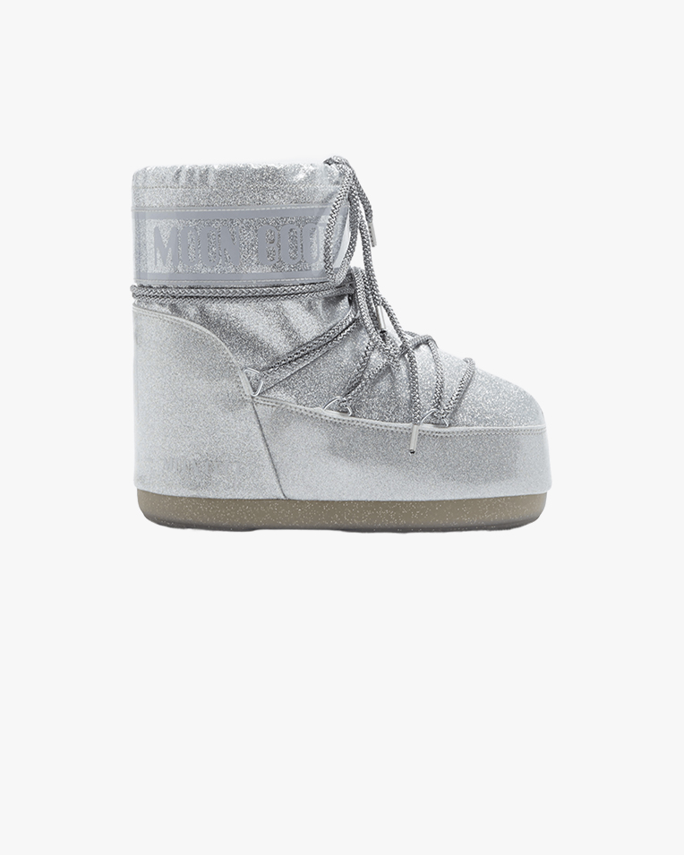 Женские ботинки снегоходы Moon Boot Icon Low Silver Glitter Boots укороченные серебро с блестками 80D1409440