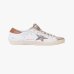 Женские кеды Golden Goose Super-Star кожа белые с блестками GWF00101.F008719.12524