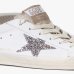 Женские кеды Golden Goose Super-Star кожа белые с блестками GWF00101.F008719.12524