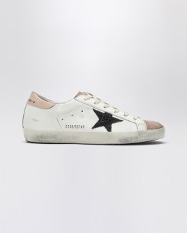 Женские кеды Golden Goose Super-star low sneakers кожа белый с розовым GWF00101F006876