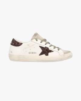 Жіночі кеди Golden Goose Super-Star шкіра коричневий з блискітками GWF00101F00812212386 Жіночі кеди Golden Goose Super-Star шкіра коричневий з блискітками GWF00101F00812212386