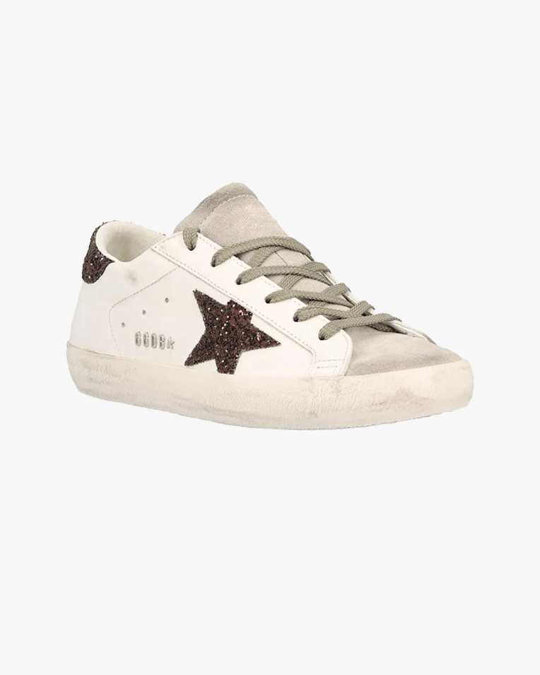 Жіночі кеди Golden Goose Super-Star шкіра коричневий з блискітками GWF00101F00812212386