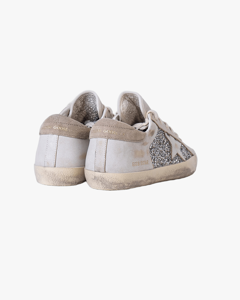 Жіночі кеди Golden Goose Super-Star шкіра білі з блискітками GWF00103F00890110931 Жіночі кеди Golden Goose Super-Star шкіра білі з блискітками GWF00103F00890110931